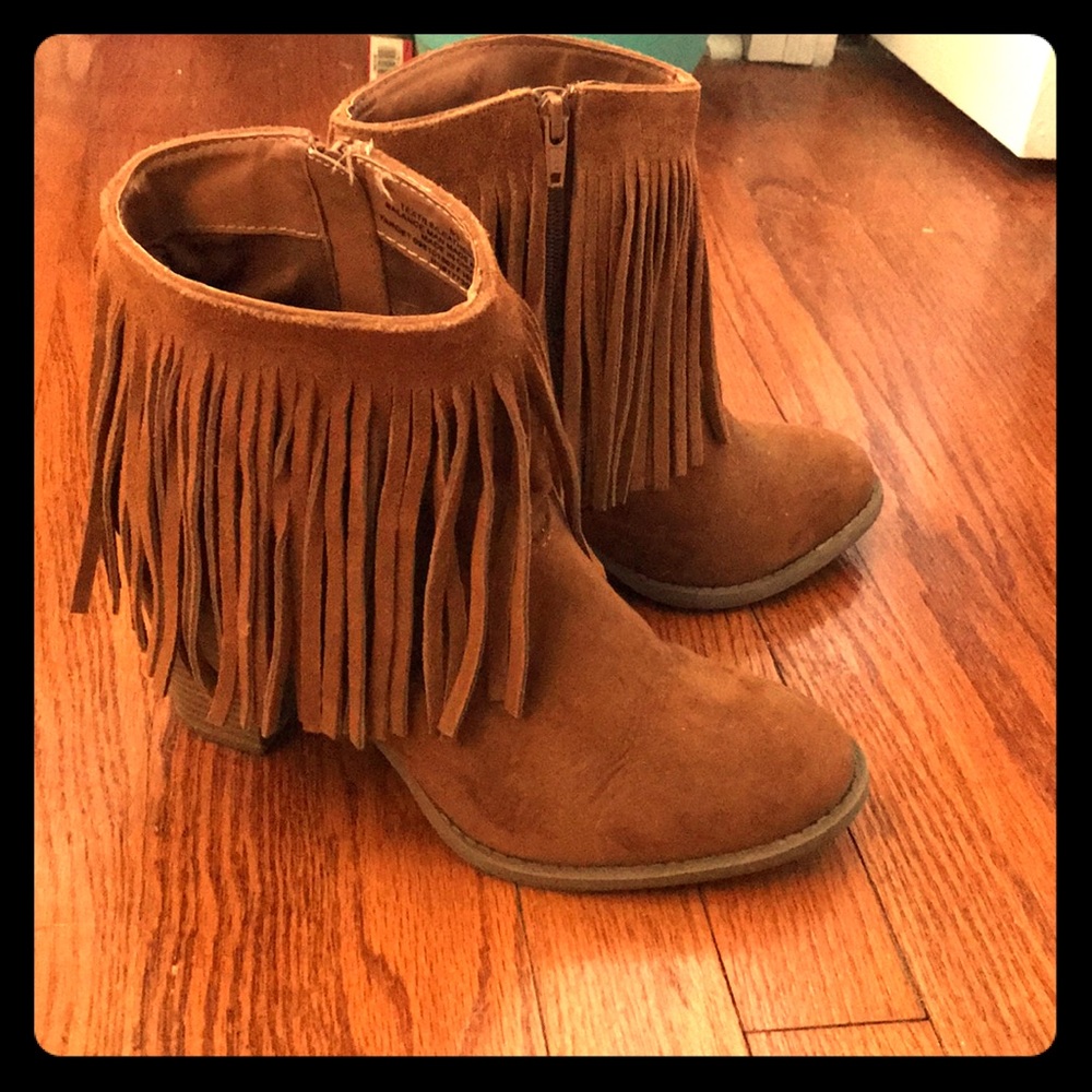 Fringed Suede Booties
